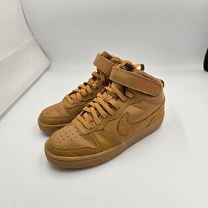 Nike Court Borough Mid 2 Kids Sneakers‎ Hook and Loop Strap Brown 5Y CD7782-701